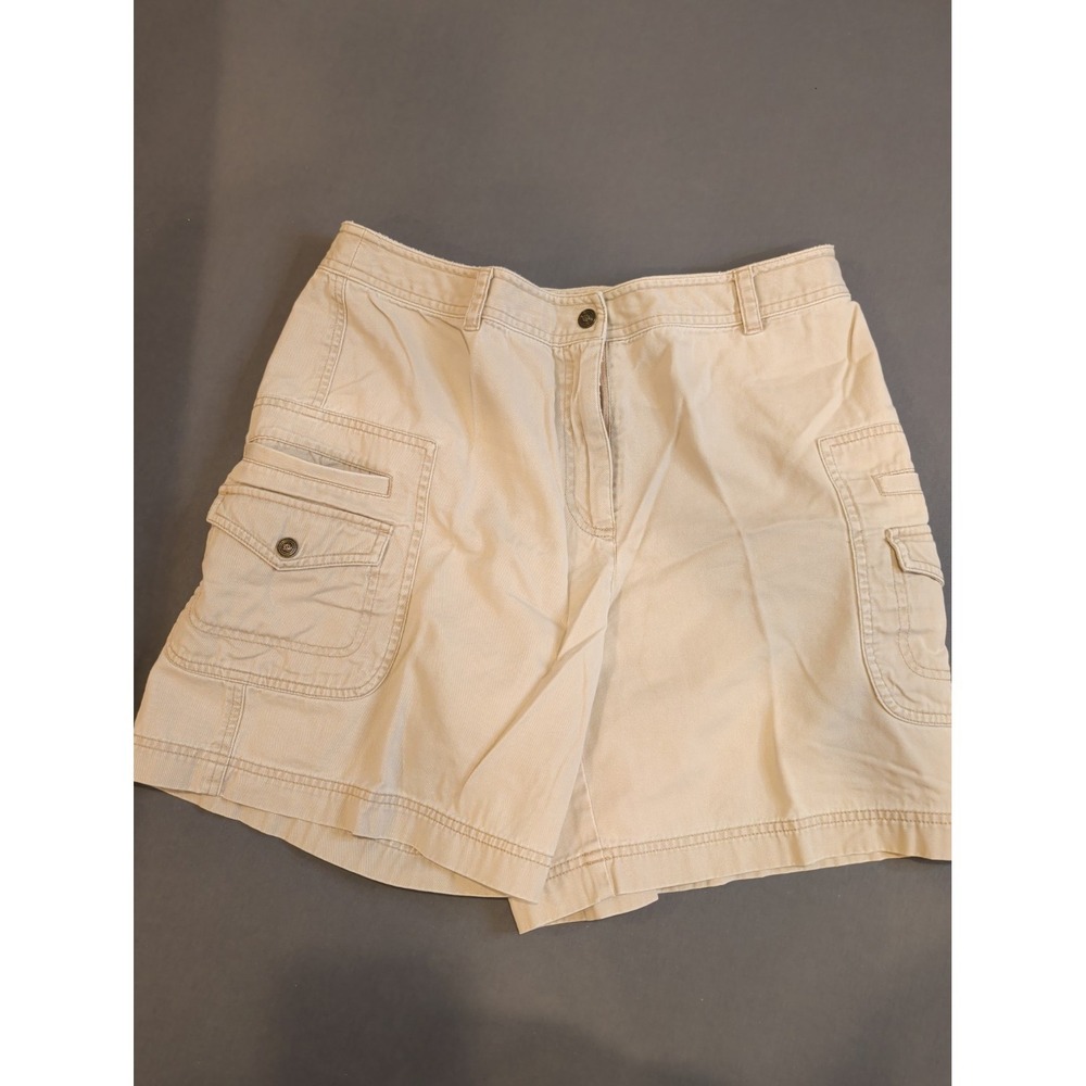 Rafaella Womens Size 12 Khaki Cargo Shorts Cotton Casual Utility Pockets